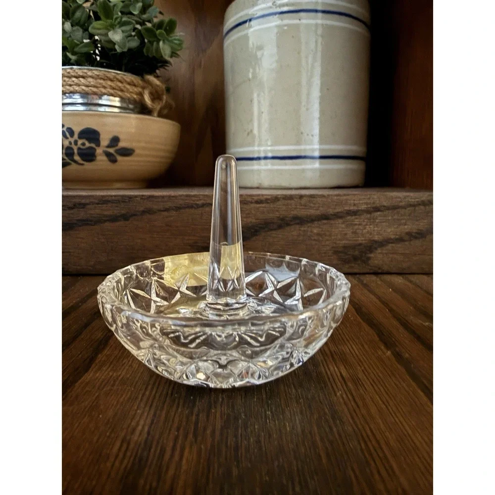 Vintage Crystal Ring Holder Dish Clear Hand-Cut Glass Made in Germany Vanity